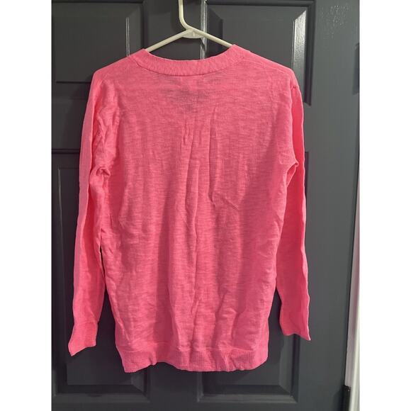 LILLY PULITZER TUNIC TOP/LIGHTWEIGHT SWEATER SZ SM-V-NECK-LONG SLEEVE- HOT PINK - Picture 7 of 8